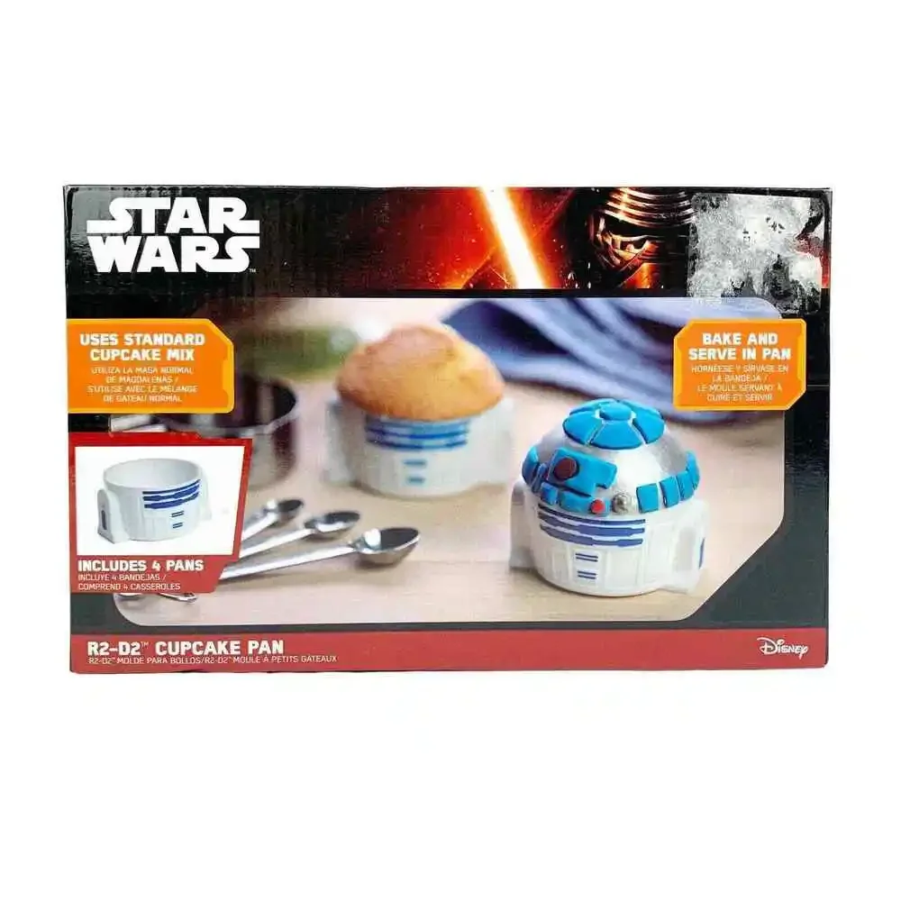 THINKGEEK Star Wars R2 D2 Cupcake Pan Set 4 Silicone Baking Molds Disney NEW
